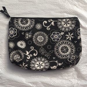 Thirty-One Black and White Floral Paisley Cosmetic Bag